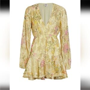 HEMAND AND NANDITA DRESS LIVIA MINI DRESS BUTTER YELLOW METALLIC